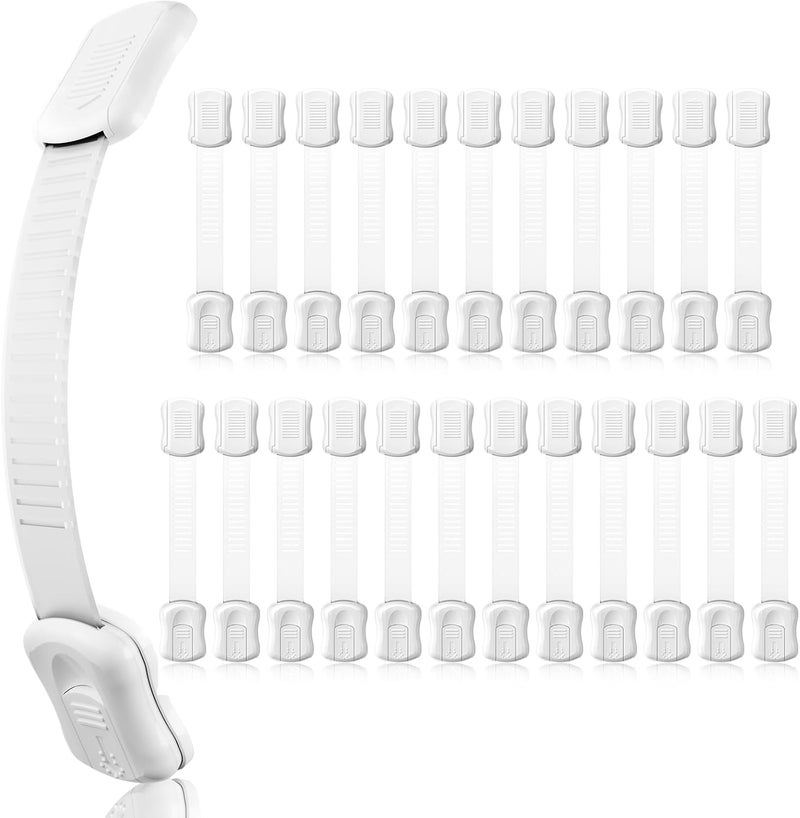 Syican 24-Pack Cabinet Locks Baby Proofing - Child Proof Drawer Locks, Multi-Purpose for Drawers, Fridge, Toilet Seat, Trash Can, Ideal Stocking Stuffers, White - Image 1